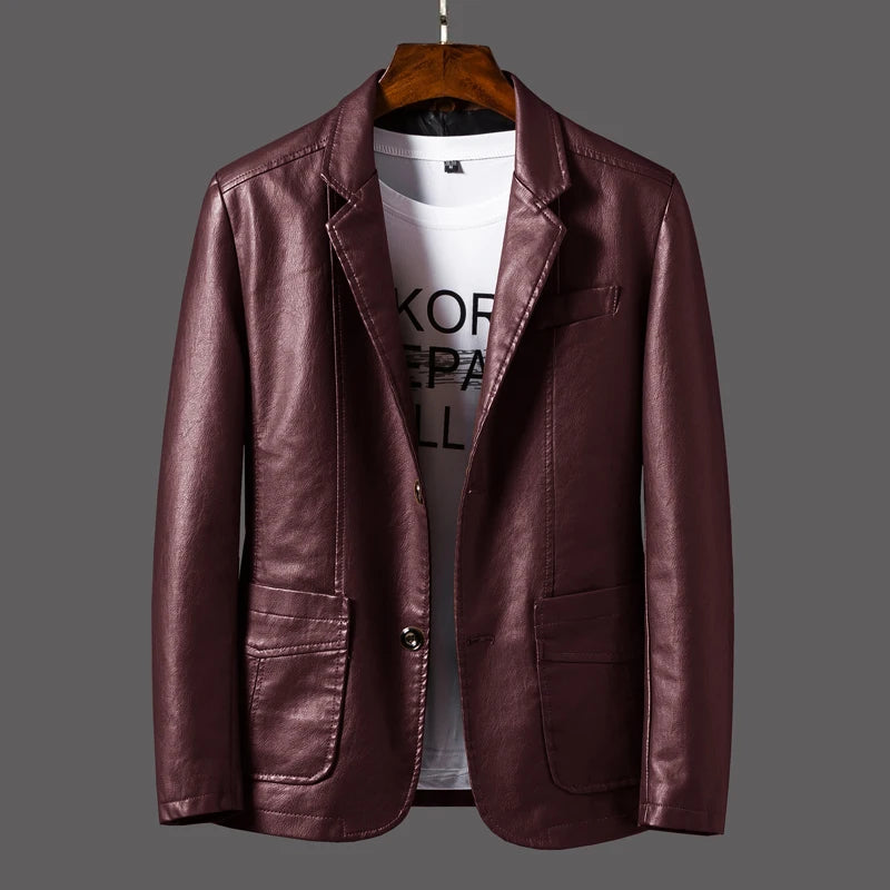 Spring and Autumn new suit leather jacket men's zipper business interior windproof, fashionable, warm, versatile, personalized a