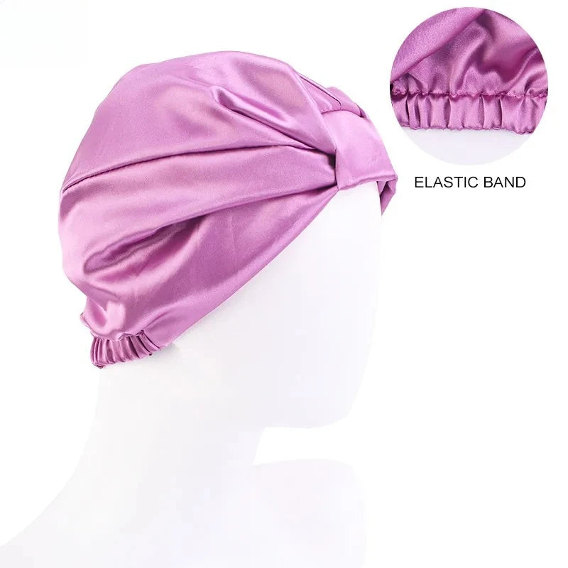 Double Layer Satin Sleep Bonnet for Women Adjustable Hair Protector for Curly/Natural Hair Chemo Cap Nursing Night Cap Wide Band