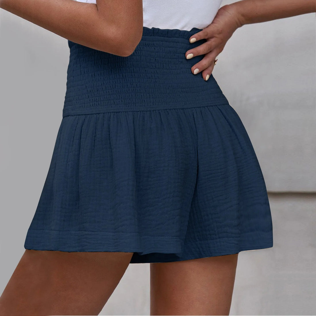 Women Shorts Ladies Casual Solid Color Breathable Fashion Wide Leg Shorts For Women Summer Female Pleated Shorts