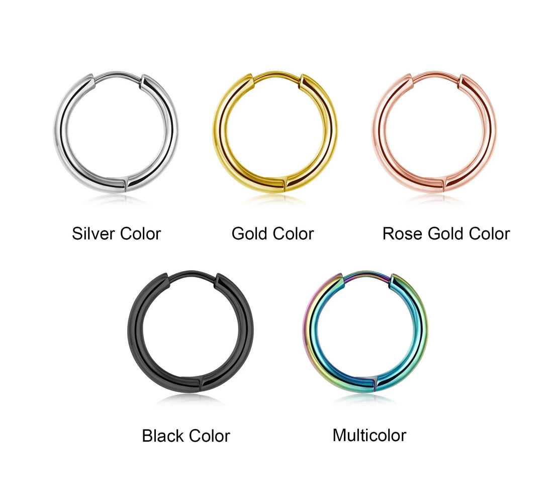 LATS 2024 New Simple Stainless Steel Small Hoop Earrings for Women Men 8mm To 20mm Round Cartilage Ear Piercing Fashion Jewelry