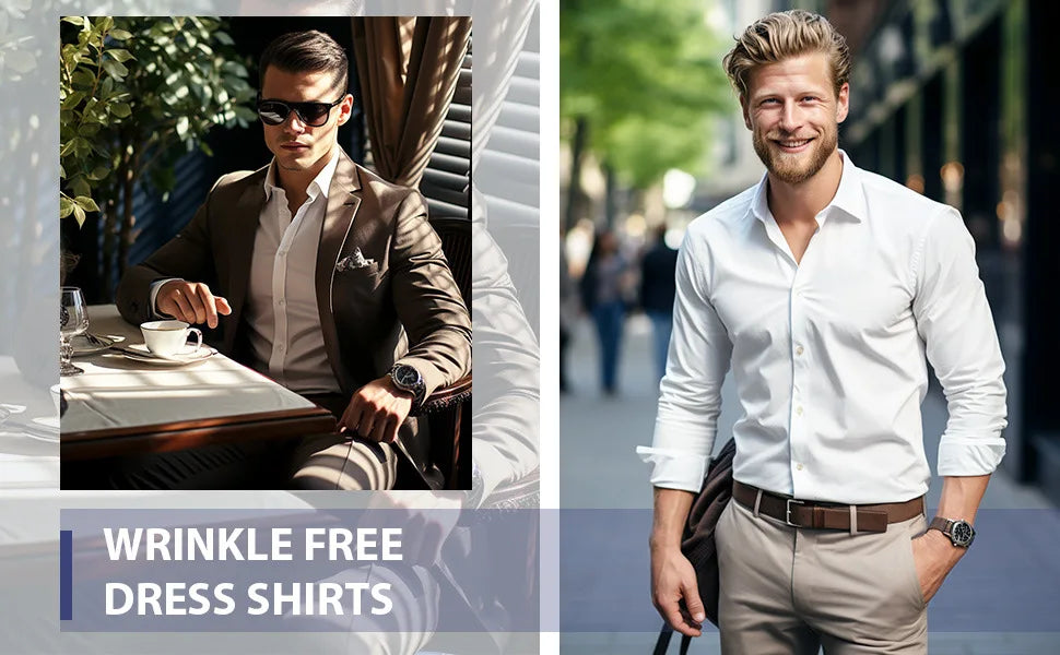 100 KG Non-Iron Four-way stretch Men's Long Sleeve Shirt Silky Foreign Trade Cross-Border Amazon Euro Men's TopS Shirts
