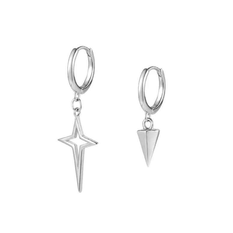 2024 New Rhinestones Cross Earrings for Men Personality Hip-Hop Pair Stainless Steel Stud Earrings Male Women's Party Jewelry