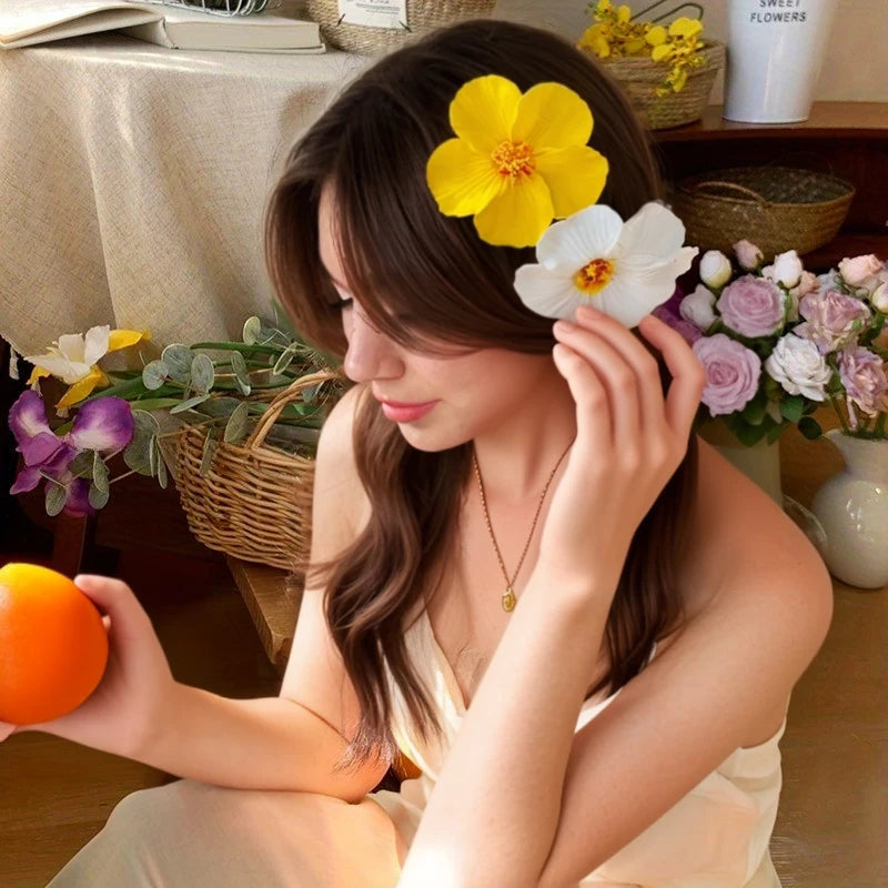 6PCS/3PCS Hawaiian-style Hibiscus Hair Clips Artificial Flower Headwear Suitable for Seaside Vacations Party Decorations