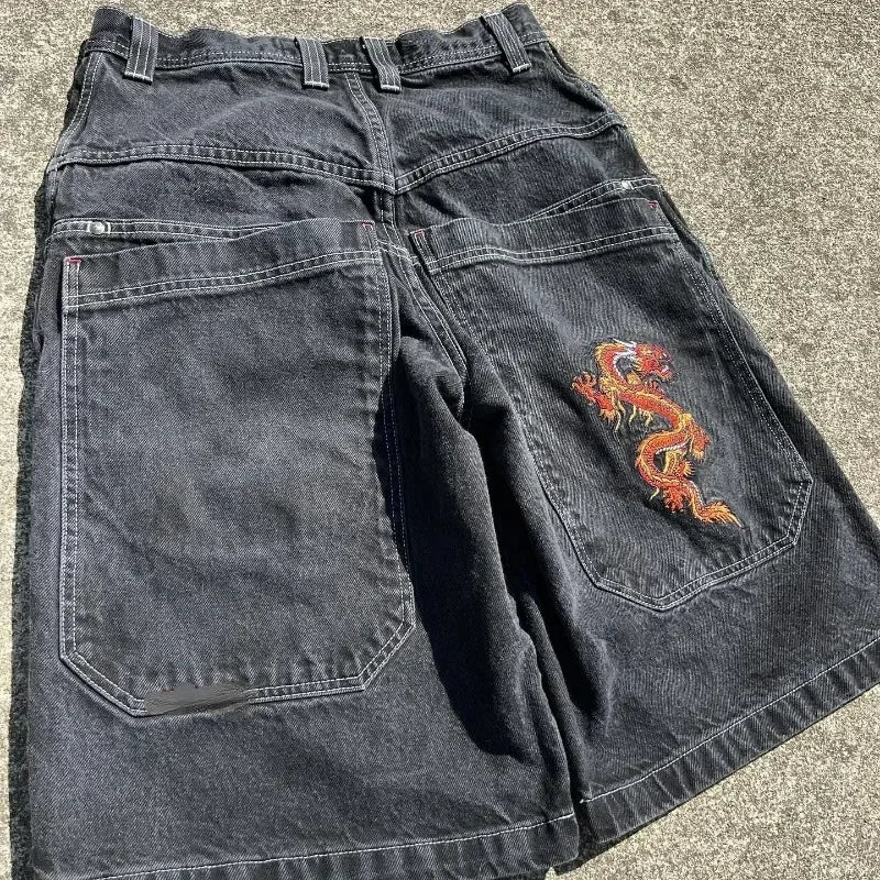 Y2K Baggy Shorts vintage American Streetwear printing Denim Shorts 2000s Hip Hop Men Women Casual Basketball Shorts Streetwear