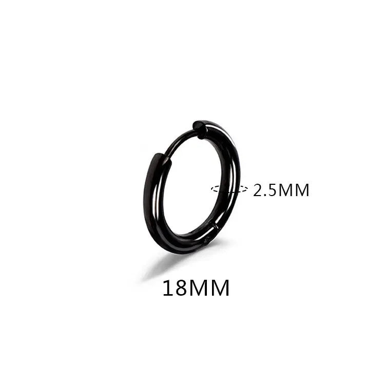 LATS 2024 New Simple Stainless Steel Small Hoop Earrings for Women Men 8mm To 20mm Round Cartilage Ear Piercing Fashion Jewelry