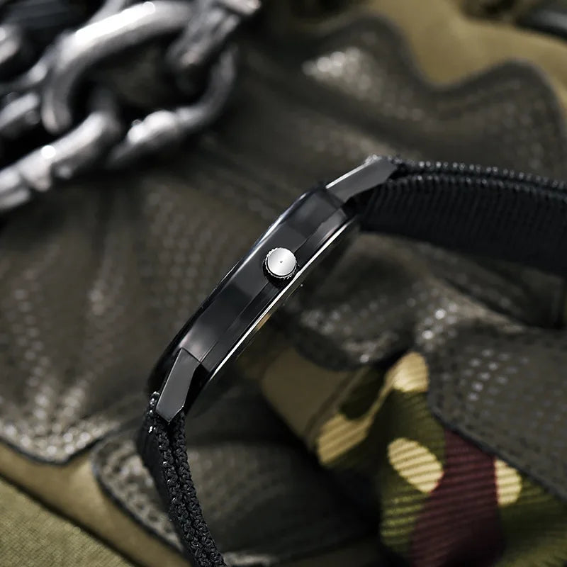 YIKAZE Military Men's Watches Luminous Shock Resistant Men Sports Watches Canvas Strap Simple Outdoor Quartz Wristwatch for man