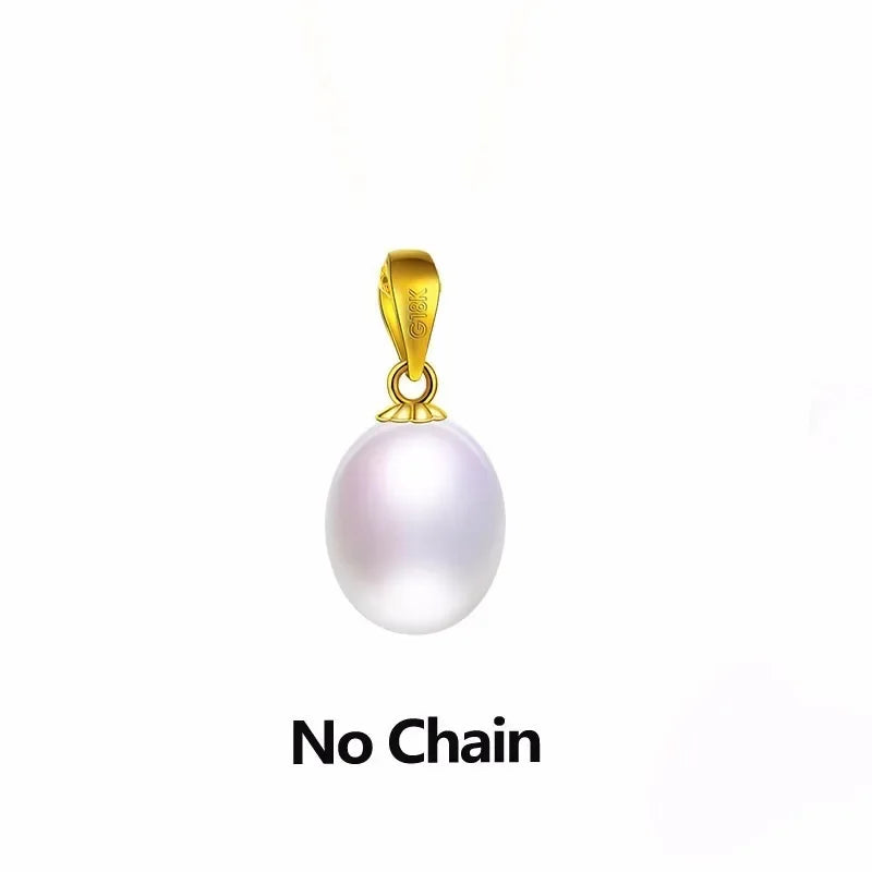Dainashi Real Pure 18K Gold Jewelry Necklace&Pendant,Natural Freshwater Pearl Women Pendant,Fine Jewelry With Gift Box For Lover