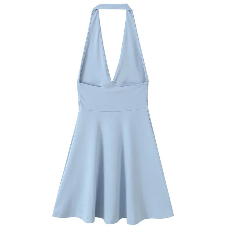 MUJER 2025 Halter Short Dresses for Women White Black Backless Womens Dresses Summer Party Mini Dress Women Beach Women's Dress