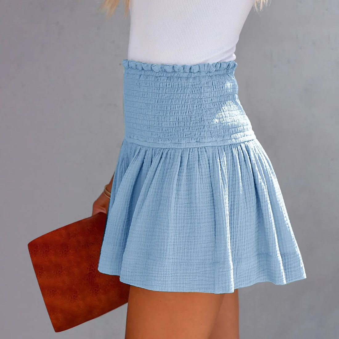 Women Shorts Ladies Casual Solid Color Breathable Fashion Wide Leg Shorts For Women Summer Female Pleated Shorts