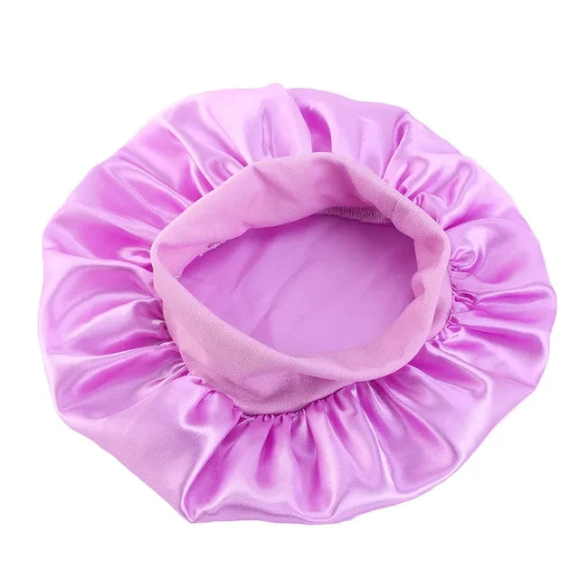 New Kids Girls Boys Satin Night Sleep Cap Wide Band Elastic Turban Headwear Bonnet Hair Care Beanie Nightcap Scarf Bandana