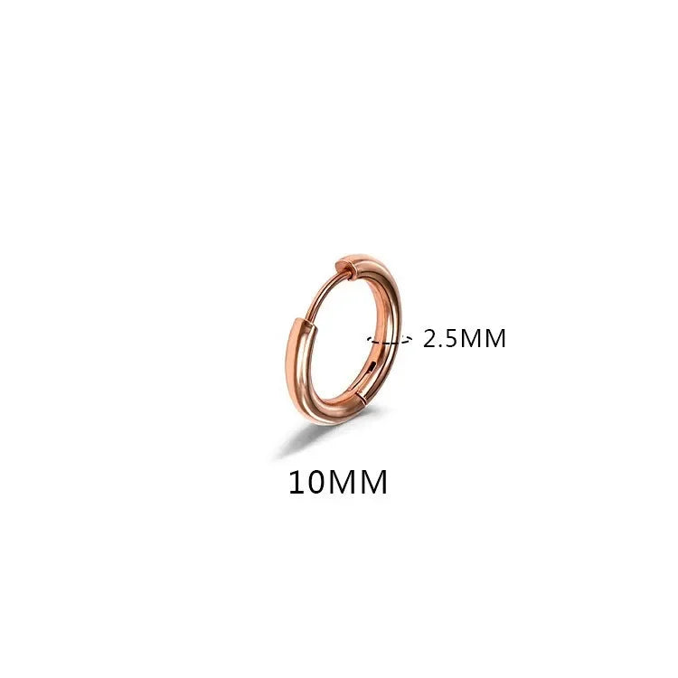 LATS 2024 New Simple Stainless Steel Small Hoop Earrings for Women Men 8mm To 20mm Round Cartilage Ear Piercing Fashion Jewelry