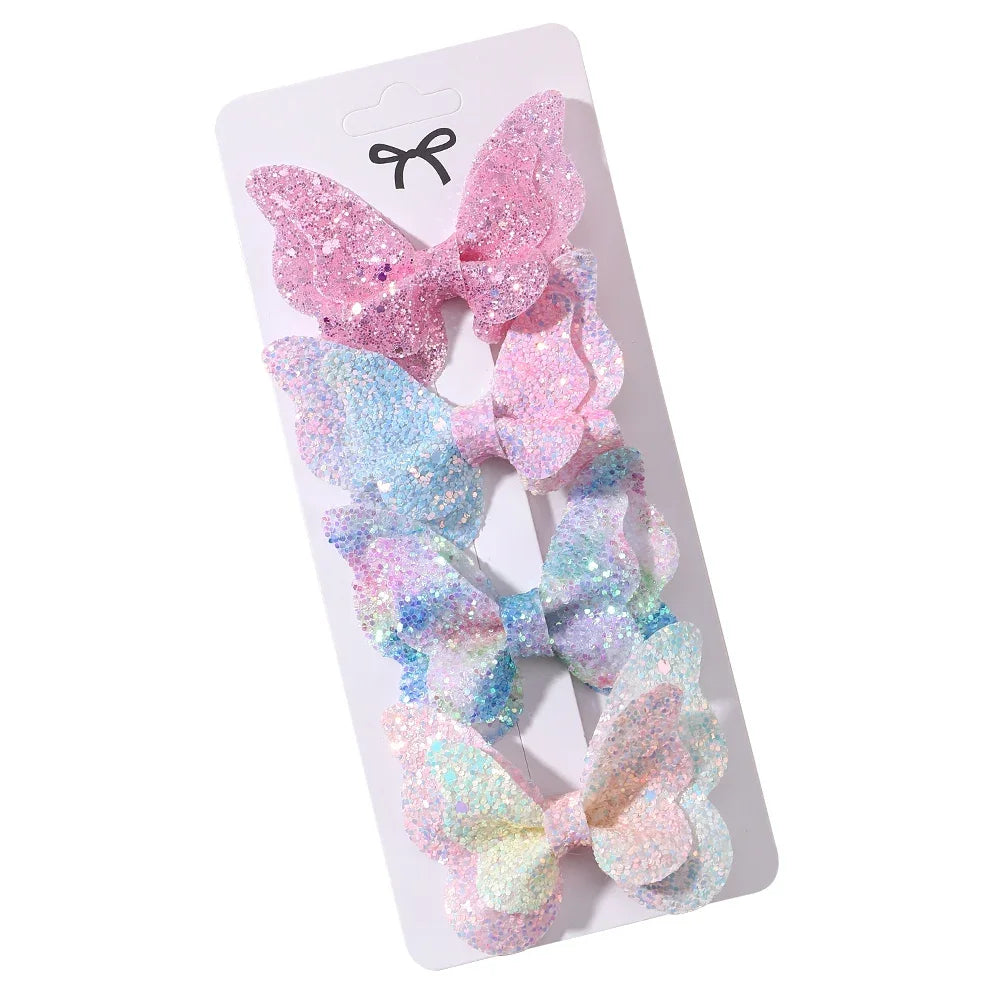 2/4/5Pcs Women Girl Glitter Butterfly Hair Clip for Children Sequins Bow Hairpins Cute Headwear Trendy Hairgrip Hair Accessories