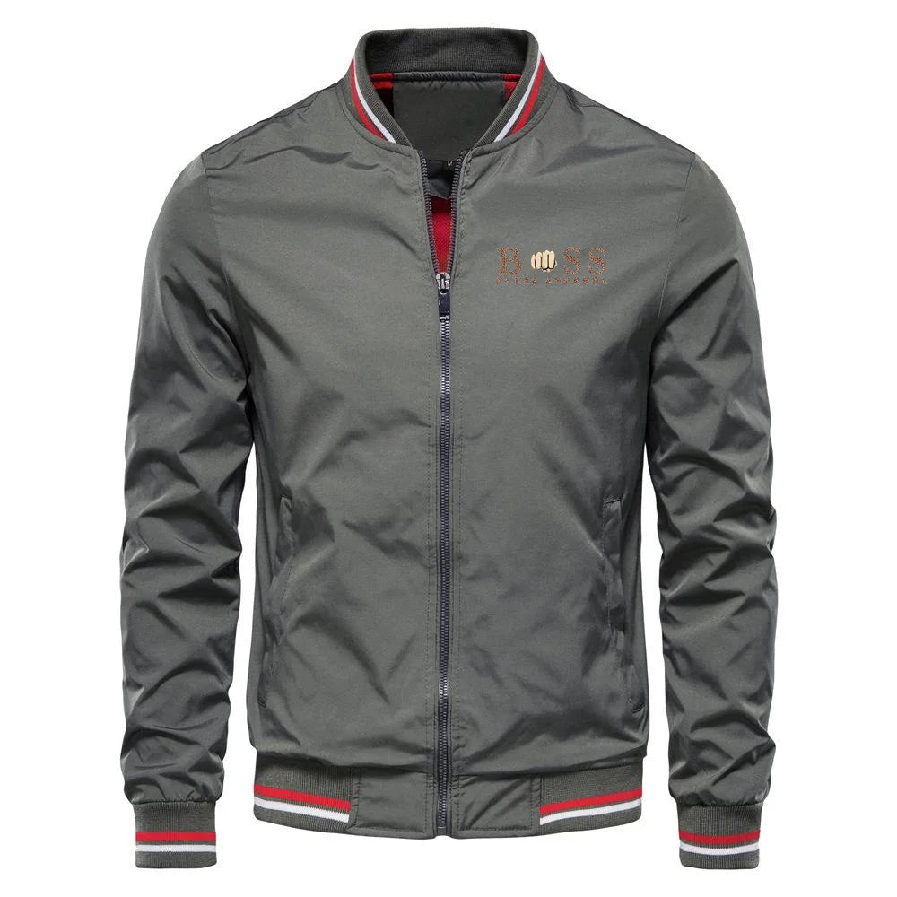 Spring and Autumn new men's luxury brand trench coat, sporty men's fashionable printed motorcycle casual high-quality jacket