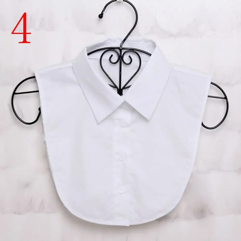 1Pcs Women Solid Color Shirt Cotton Lace Collars White & Black Blouse Spring Summer Vintage Detachable Clothes Shirt