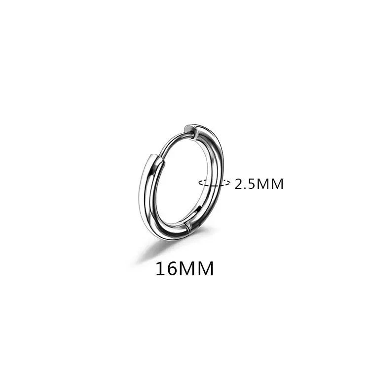 LATS 2024 New Simple Stainless Steel Small Hoop Earrings for Women Men 8mm To 20mm Round Cartilage Ear Piercing Fashion Jewelry