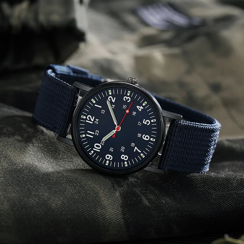 YIKAZE Military Men's Watches Luminous Shock Resistant Men Sports Watches Canvas Strap Simple Outdoor Quartz Wristwatch for man