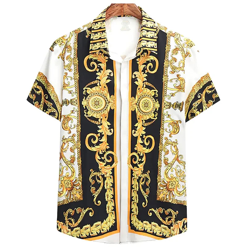 Luxury men's short sleeve button down shirt royal men's tops shirt soft silk top men's shirt 2025 hot sale royal shirt