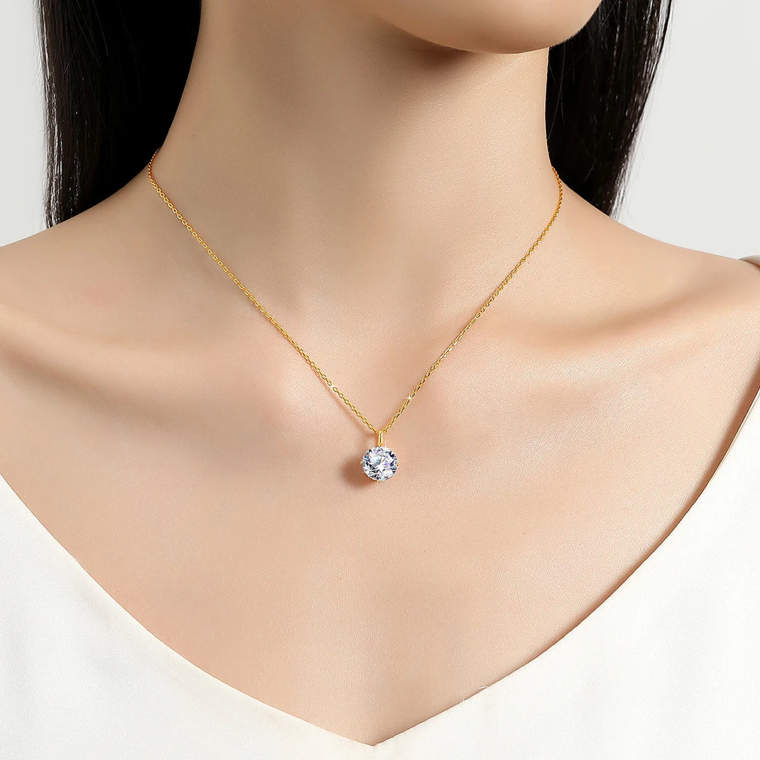 Hot Sale 100% Real 14k AU585 Gold Pendant D Color Moissanite Necklace For Women 0.5ct/1ct/2ct/3ct Luxury Engagement Jewelry