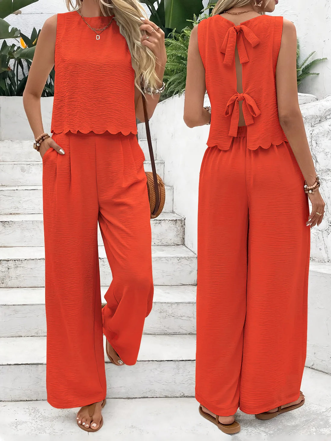 2025 Summer New Women's Fashion Sleeveless Tank Top Casual Pants Set