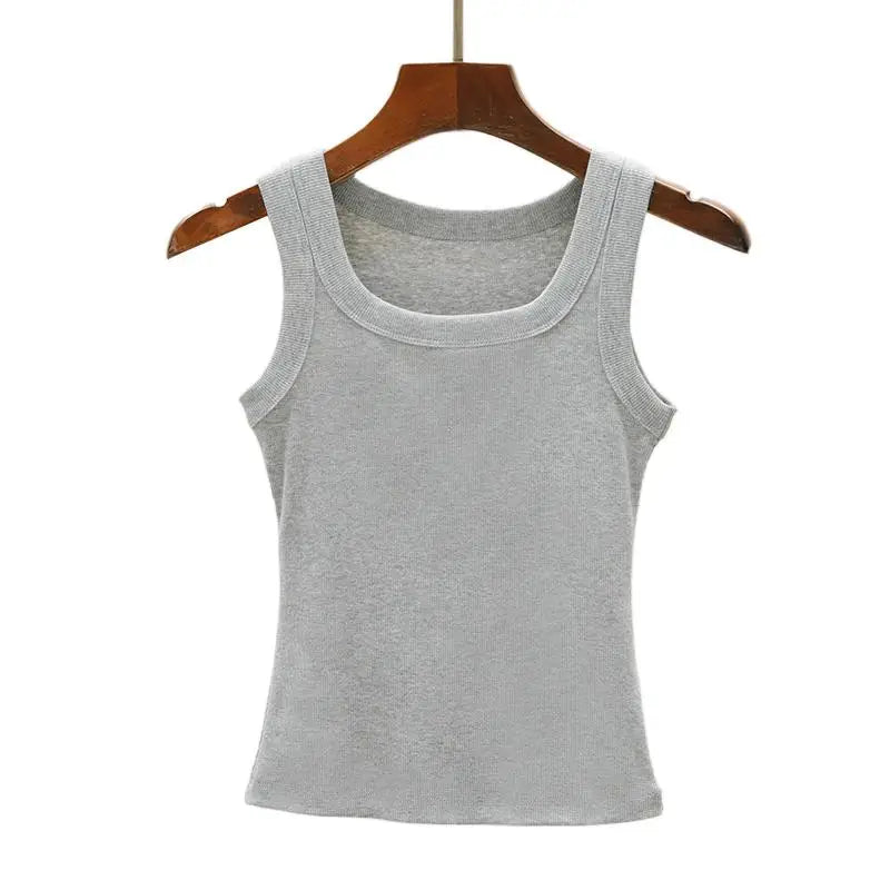 Camisole Tank Soft Cotton Top Women Summer Outfits Tight And Sexy Tank Top Knitted Bottom Shirt And Sleeveless Top For Outerwear