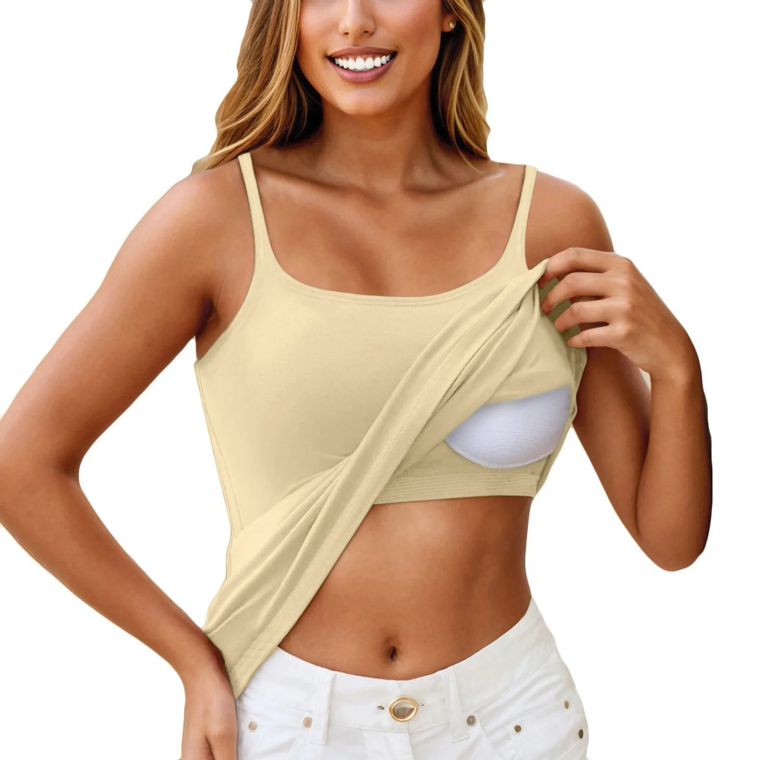 New Padded Bra Tank Top Women Modal Spaghetti Solid Cami Top Vest Female Adjustable Camisole With Built In Bra Fitness Clothing