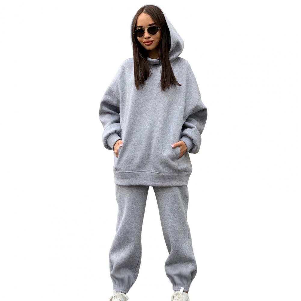 Women Two Piece Sets Tracksuit Hooded Sweatshirt Tops Sweatpants Pants Set Female Spring Autumn Long Sleeve Pullover Sports Set