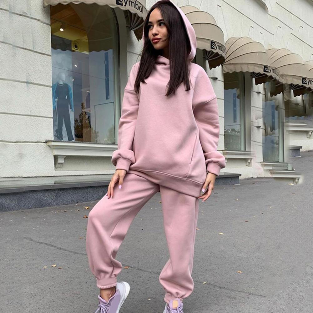Women Two Piece Sets Tracksuit Hooded Sweatshirt Tops Sweatpants Pants Set Female Spring Autumn Long Sleeve Pullover Sports Set