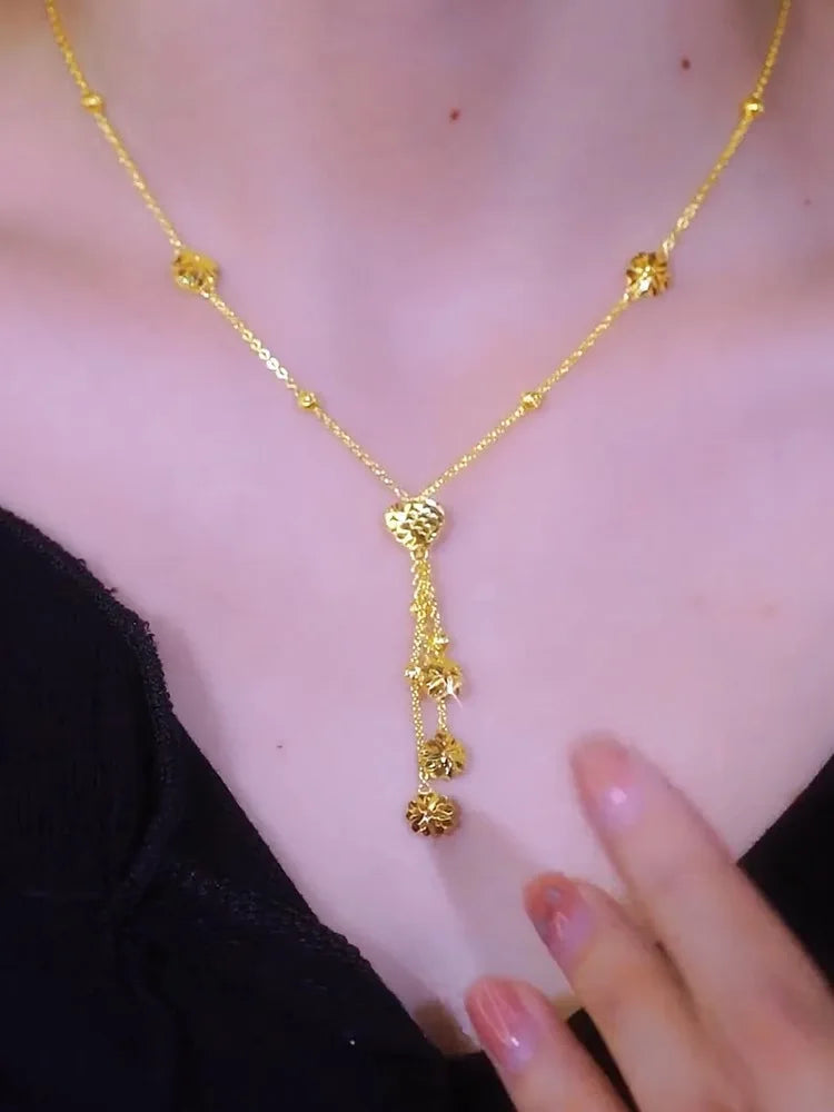 Fashion 18 K Gold Color Heartlove Shape Pendant Necklace for Women Bride Clavicle Chain Birthday Wedding Jewelry Gifts Not Fade