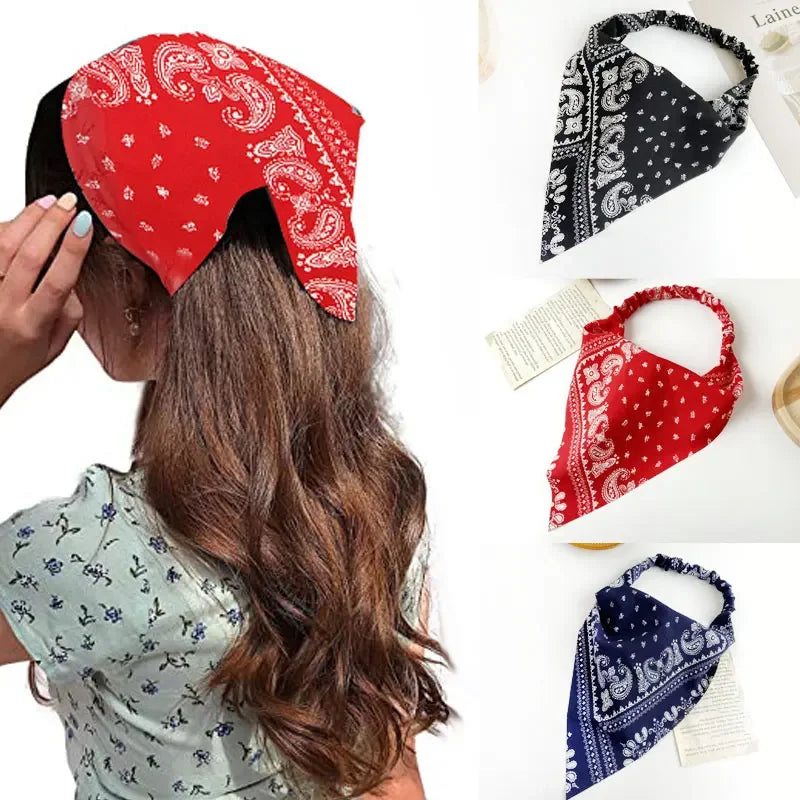 Floral Print Hair Scarf Bohemia Bandana Elastic Hair Band Triangle Scarf Kerchief Women Girl Hair Accessories Headscarf