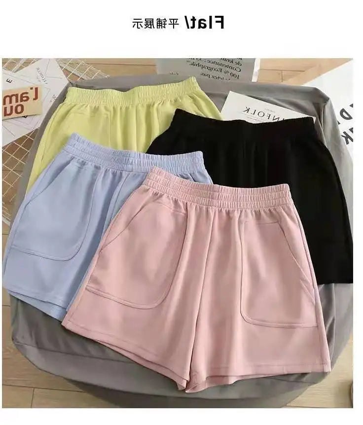 Women Simple Soft Shorts Large Size Casual Shorts Yoga Beach Pants Female Sports Shorts Wide Leg Bottoms Hot Streetwear