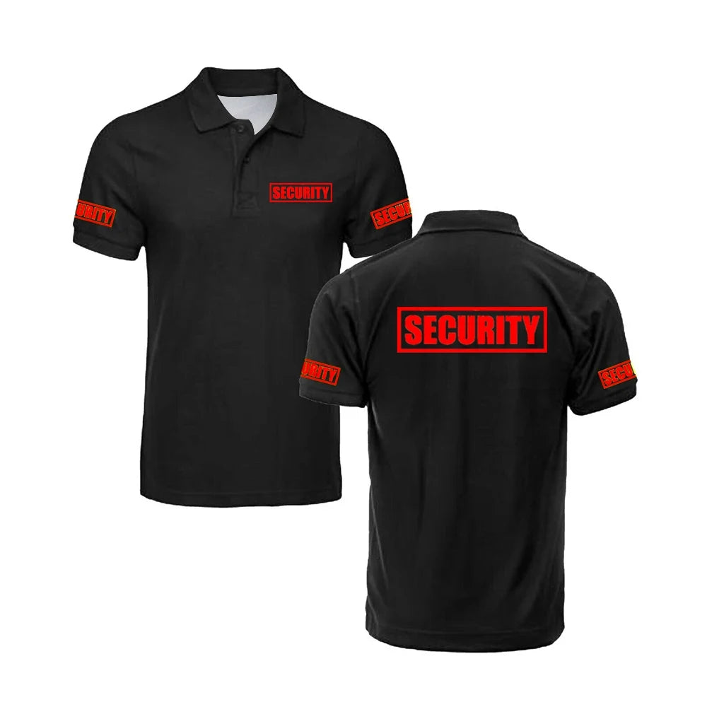 Summer Classic Security Polo Shirt Man Guard Bodyguard Uniform Work Clothes Light & Soft Casual Unisex Men's Golf Polos Shirts
