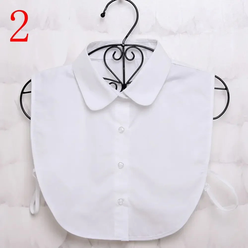 1Pcs Women Solid Color Shirt Cotton Lace Collars White & Black Blouse Spring Summer Vintage Detachable Clothes Shirt