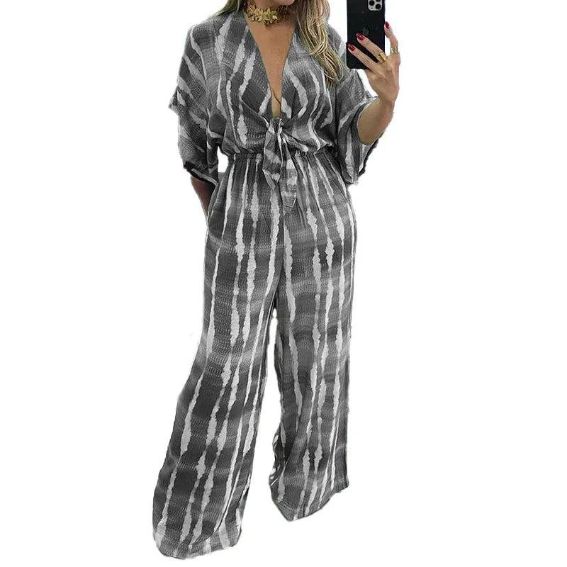 Fashion Women Jumpsuits 3D Printing Pattern One Piece Overalls Casual Short Sleeve Diagonal Shoulder Jumpsuit for Women Rompers