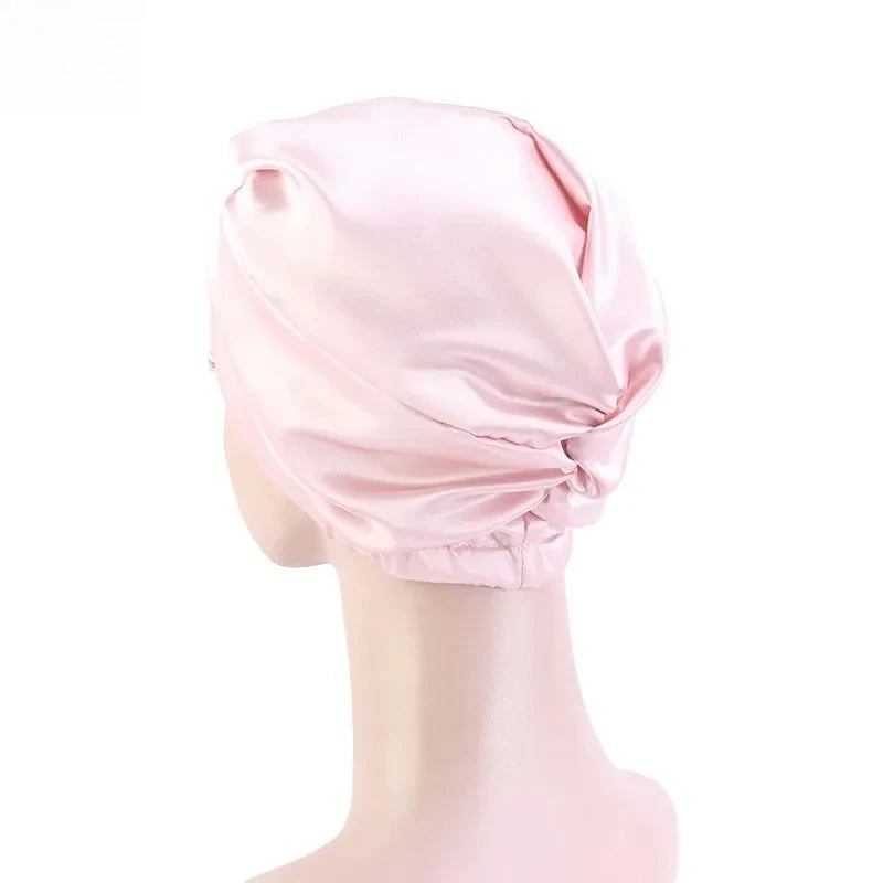 Double Layer Satin Sleep Bonnet for Women Adjustable Hair Protector for Curly/Natural Hair Chemo Cap Nursing Night Cap Wide Band