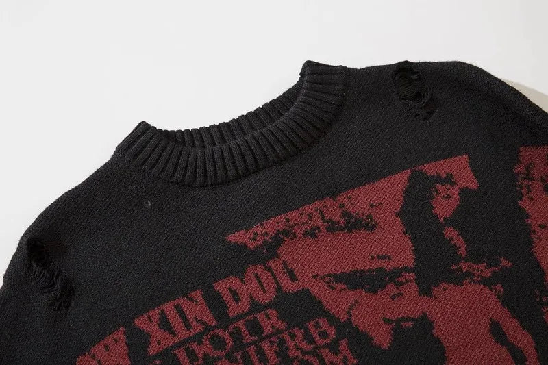 Dark Style Knitwear Sweater Men's Winter Clothes Pullover Jumper 2024 Y2k New Couple Sweaters  Gothic Vintage Streetwear Knit