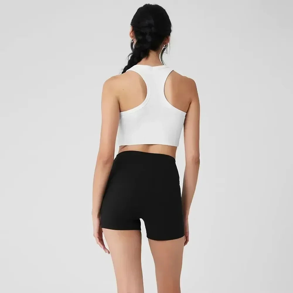 AL Yoga Tank halter Top Women Aspire Knitted Vest Sleeveless Seamless Short Workout Sports Gym Y2K Top Fitness Running Slim Vest