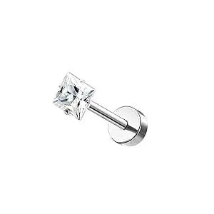 Bobisty 1pc 16G Cartilage Stud Earrings for Women Stainless Steel Small Opal Earring Studs Lip Bar Nose Ear Piercing Jewellery