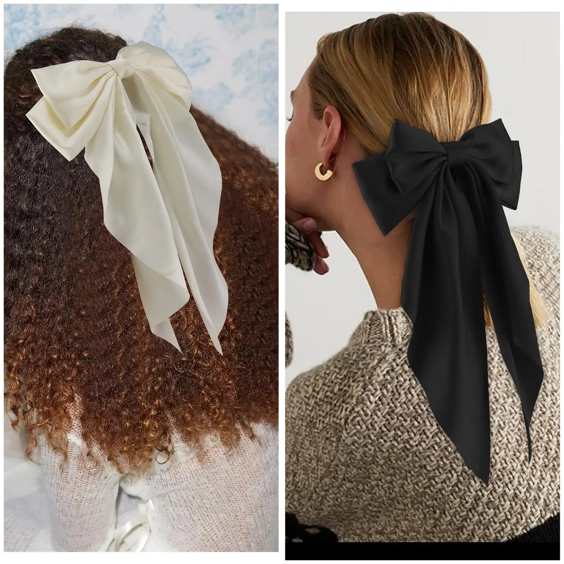 2/3/4/6/12pcs/set Silky Satin Oversized Bowknot Ribbon Hair Clip For Women Barrettes Metal Clips Aesthetic Hair Accessories
