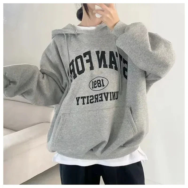 Brooklyn Letter Printed Hoodie Fashion Women Sweatshirt Warm Full Sleeve Hoodies Ladies Streetwear Winter Harajuku Tops Clothes