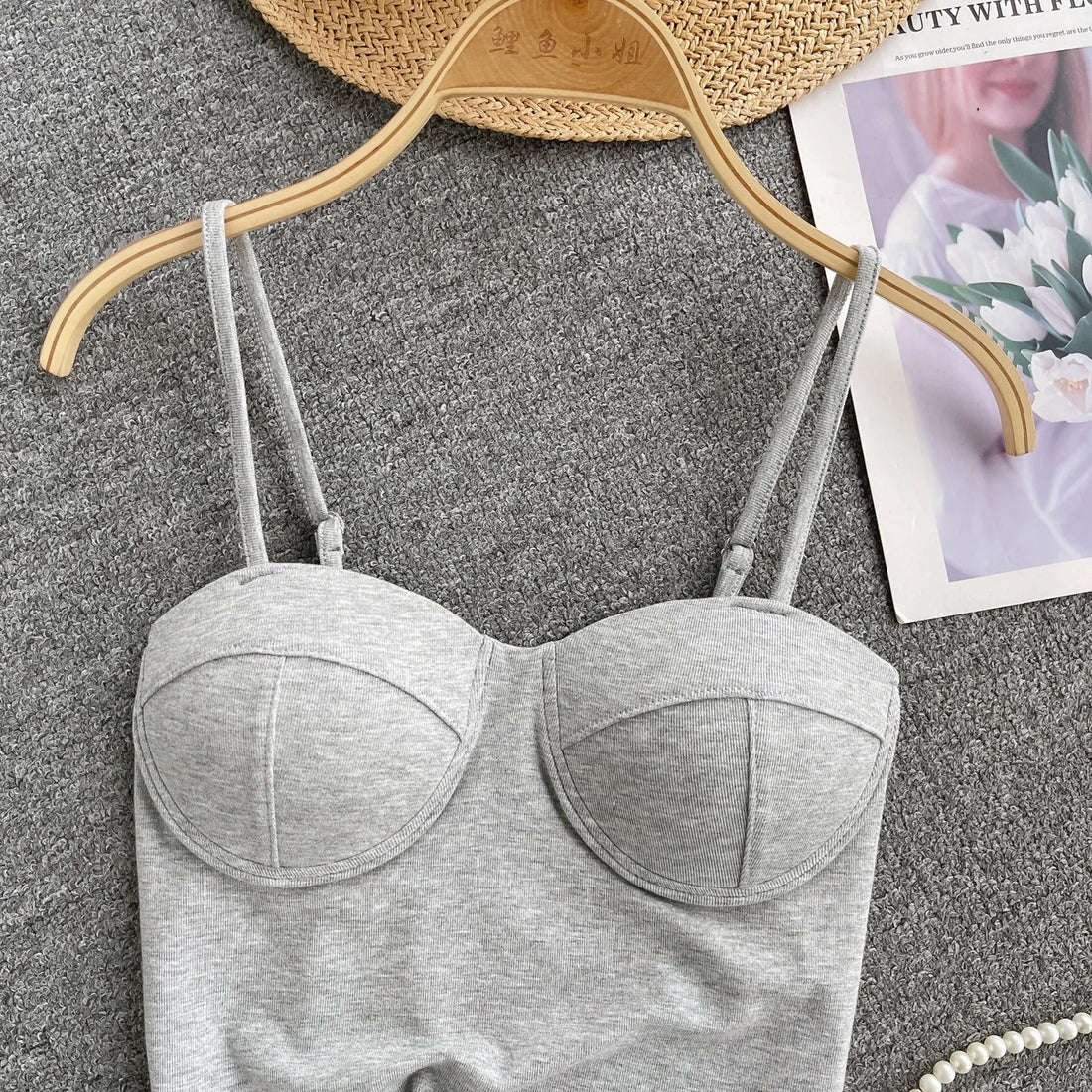 New Summer Hotsweet Strap Mini Tops Slim Fit Backless Basics Outerwear Fashion Hot Girl New IN Korean Style Streetwear Crop Tank