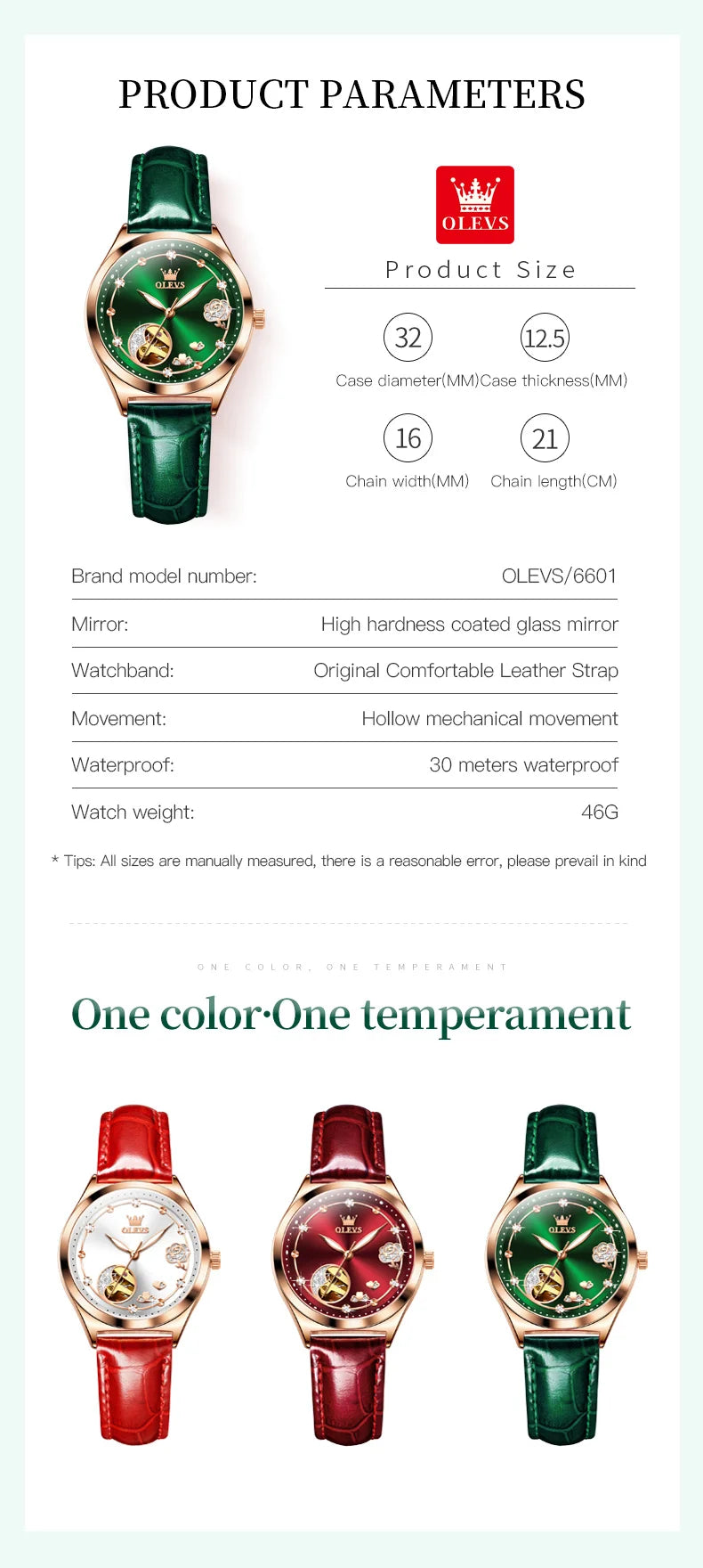 OLEVS Luxury Brand Women Mechanical Watch Leather Strap Waterproof Simple Fashion Ladies Automatic Wristwatch Relojes Para Mujer