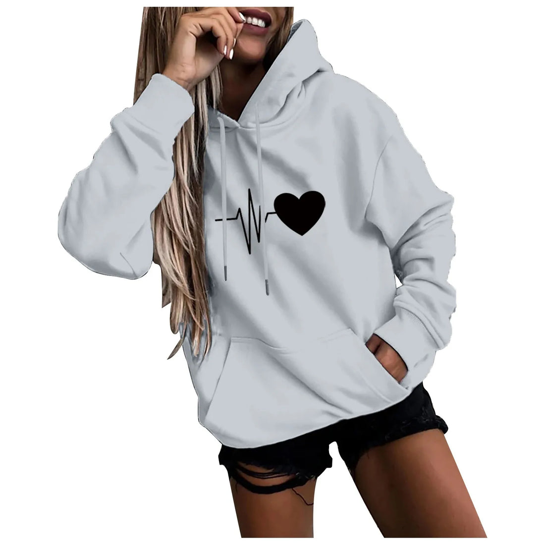 Women's Hoodies Tops Long Sleeve Sports blouse Spring Fashion fun Print Sweatshirts Solid Casual Loose Hooded Sweatshirt