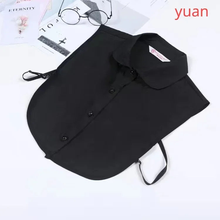 1Pcs Women Solid Color Shirt Cotton Lace Collars White & Black Blouse Spring Summer Vintage Detachable Clothes Shirt