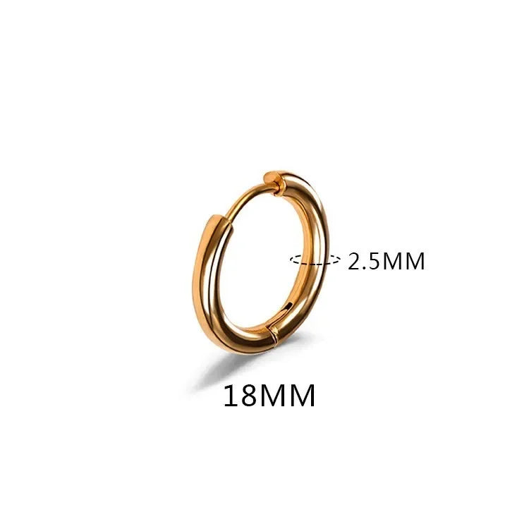 LATS 2024 New Simple Stainless Steel Small Hoop Earrings for Women Men 8mm To 20mm Round Cartilage Ear Piercing Fashion Jewelry