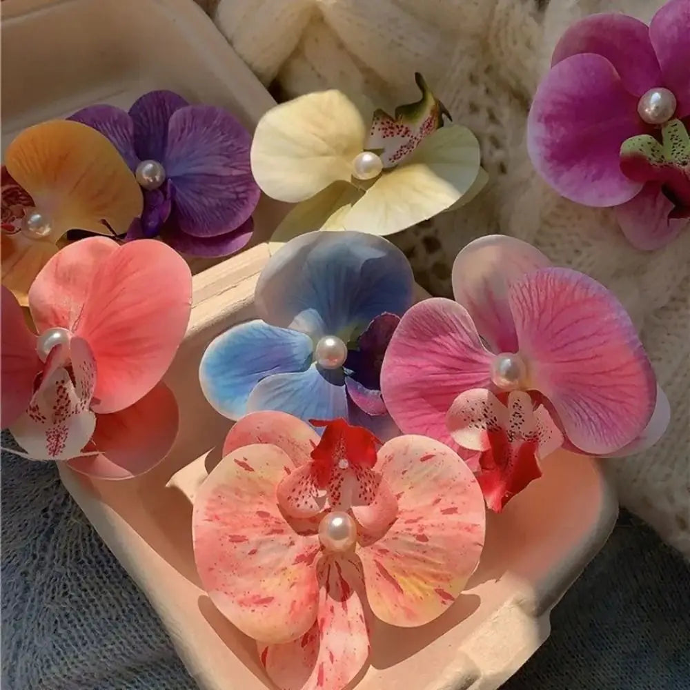 1Pcs Phalaenopsis Pearl Hair Clip Orchid Butterfly Hair Clip Duckbill Clip Hair Accessories Bow Flower Hair Clips