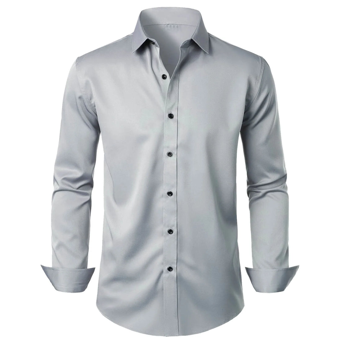 Male Stretch Wrinkle Dress Shirts Formal Wedding Prom Long Sleeve Slim Fit Button Down Shirt Retro Handsome Casual Thin Shirt