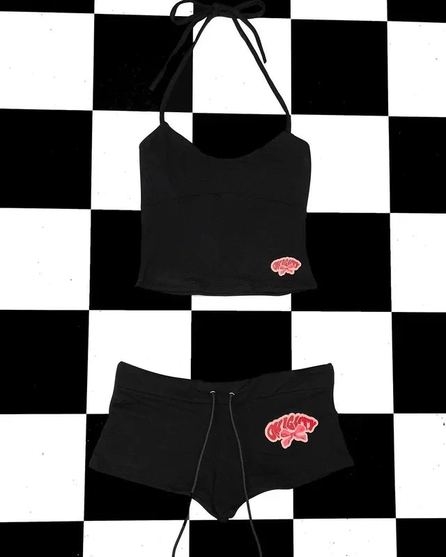 Y2k Crop Top Graphic Letter Print Grunge Streetwear Harajuku Camis Casual Summer Camis EmoGirl Aesthetics Women Shorts Sexy Pant
