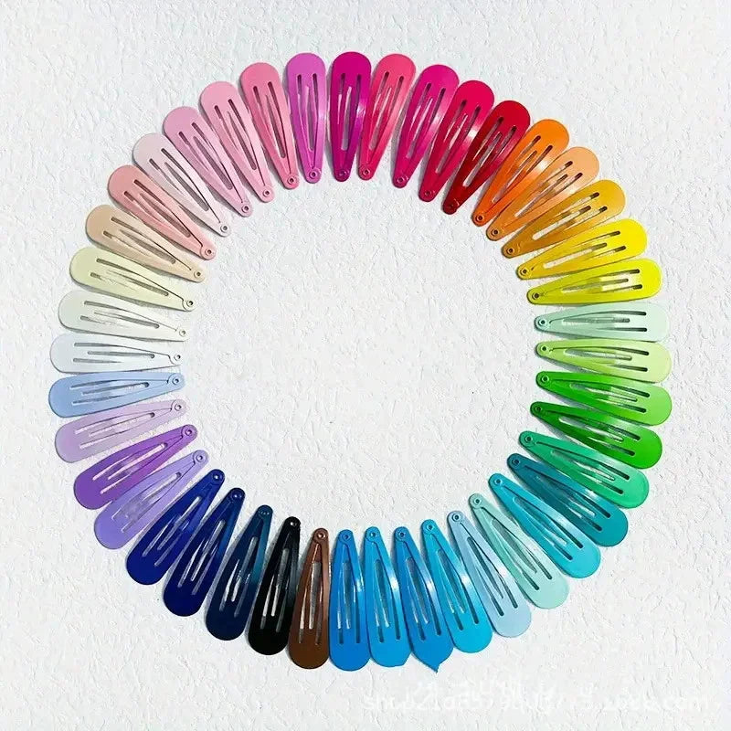 10/50Pcs Snap Hair Clips Candy Color Glossy 5cm/2in No Slip Metal Hair Pins Clips Barrettes Accessories for Baby Girls Hairpins