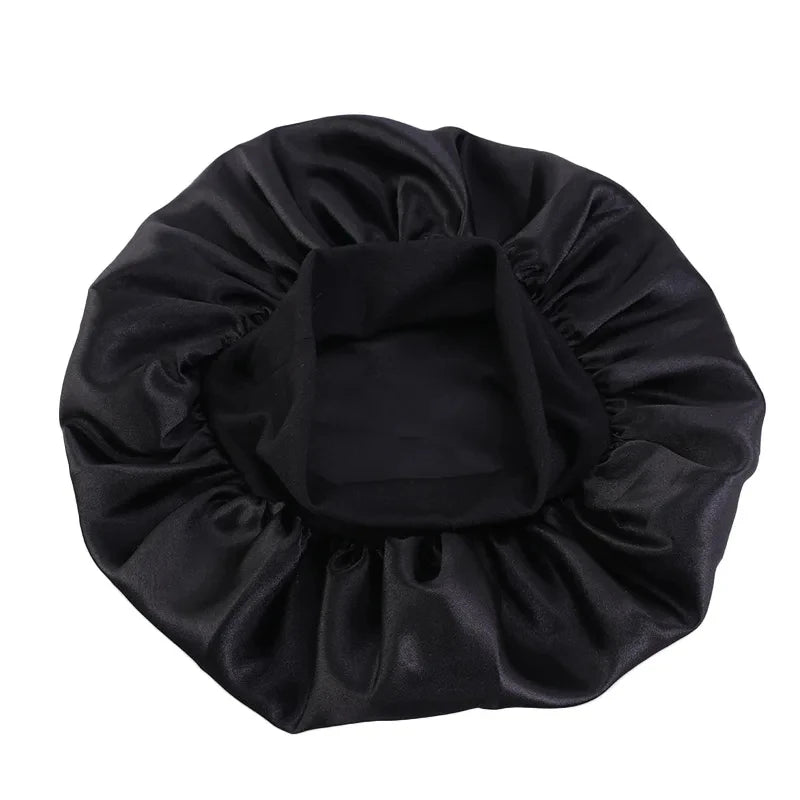 New Kids Girls Boys Satin Night Sleep Cap Wide Band Elastic Turban Headwear Bonnet Hair Care Beanie Nightcap Scarf Bandana