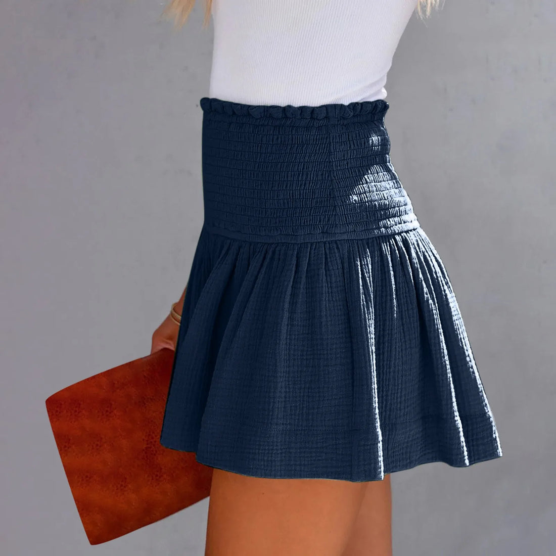 Women Shorts Ladies Casual Solid Color Breathable Fashion Wide Leg Shorts For Women Summer Female Pleated Shorts